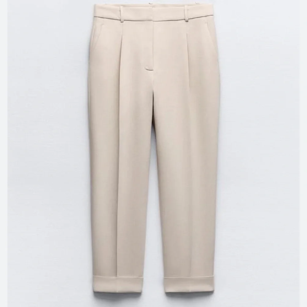 Zara High-Waist Cream Trousers